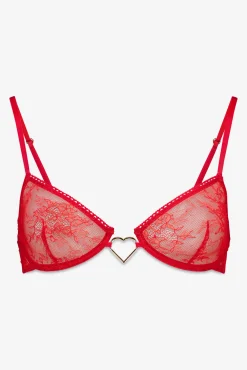 Soutien sem enchimento de renda vermelho PRETTY