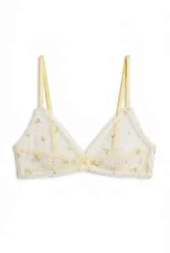 Soutien triangular bordado flores branco NATURAL