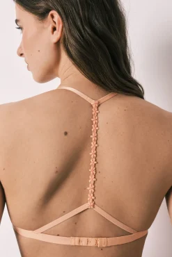 Soutien triangular bordado flores laranja NATURAL