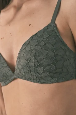 Soutien triangular CHARMING com enchimento em renda caqui