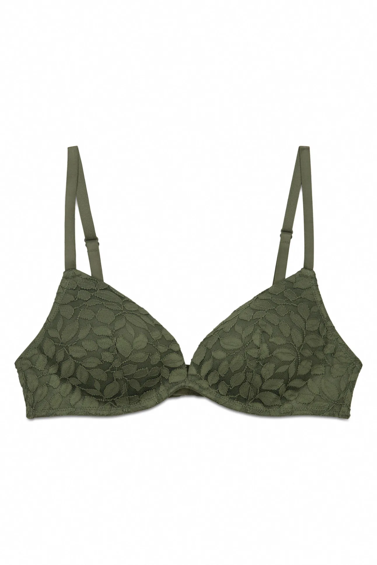 Soutien triangular CHARMING com enchimento em renda caqui