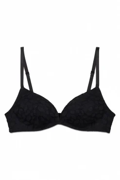Soutien triangular CHARMING com enchimento em renda preto