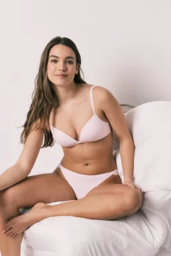Soutien triangular com enchimento de renda rosa CHARMING