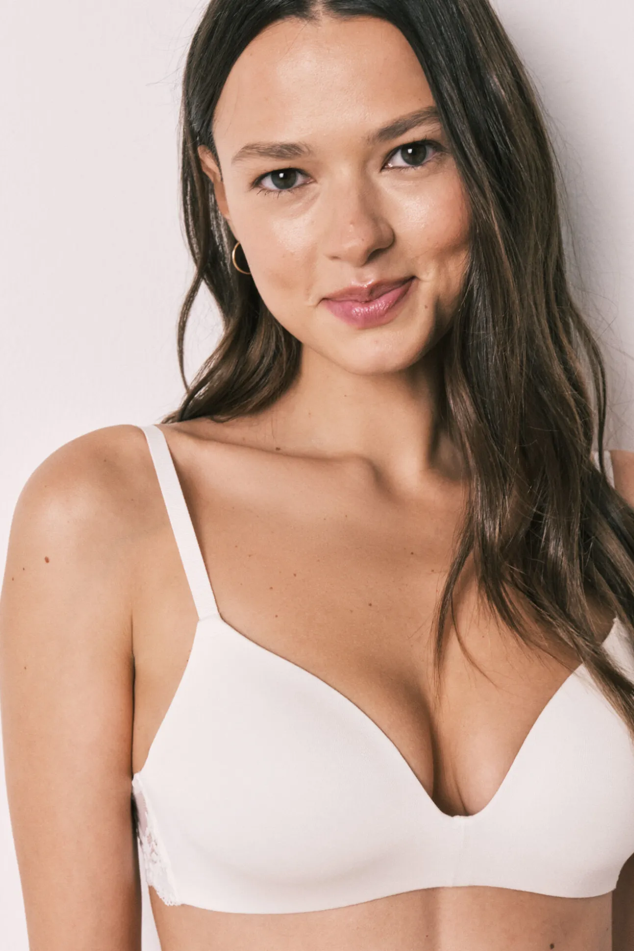 Soutien triangular em microfibra e renda branco CHARMING