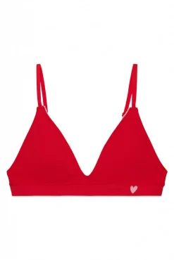 Soutien triangular sem costura canelado vermelho