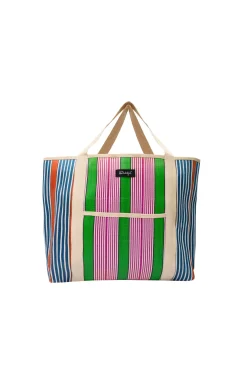 Stripe pattern bag - Green and purple