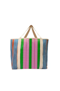 Stripe pattern bag - Green and purple