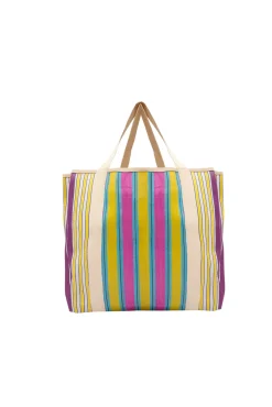 Stripe pattern bag - Yellow, blue and purple
