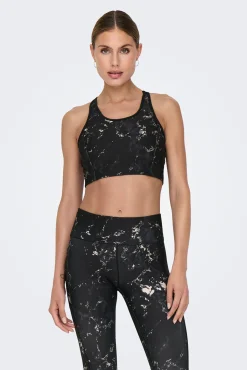 Sutiã esportivo reversível preto/ estampado