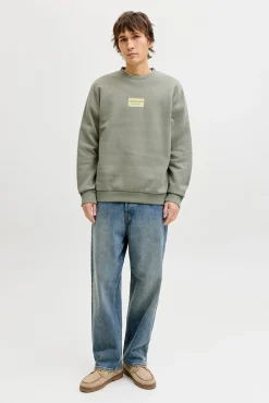 Sweatshirt gola redonda em felpa