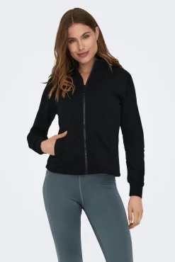Sweatshirt básica com fecho-éclair