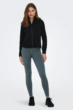 Sweatshirt básica com fecho-éclair