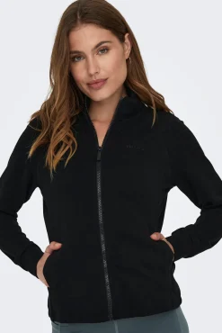 Sweatshirt básica com fecho-éclair