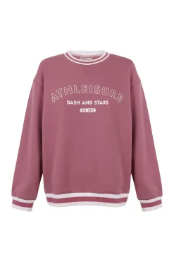 Sweatshirt college em felpa rosa