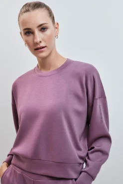 Sweatshirt college em modal grená