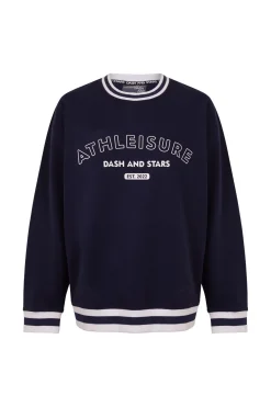 Sweatshirt college em moletão azul