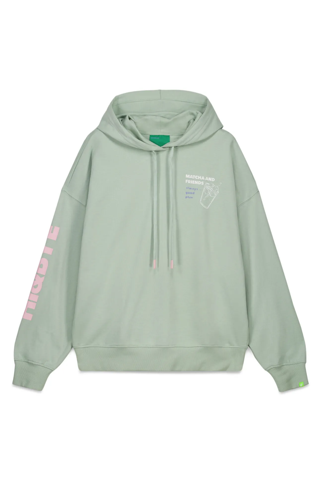 Sweatshirt com capuz em felpa de algodão verde