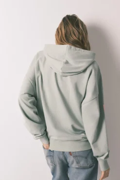 Sweatshirt com capuz em felpa de algodão verde