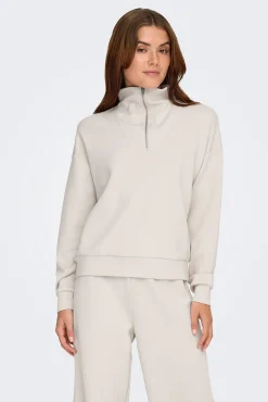 Sweatshirt com zíper e gola alta
