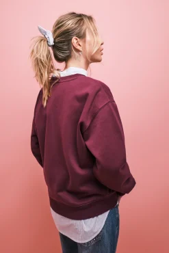 Sweatshirt de felpa com logo de ursinho grená