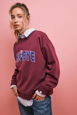 Sweatshirt de felpa com logo de ursinho grená