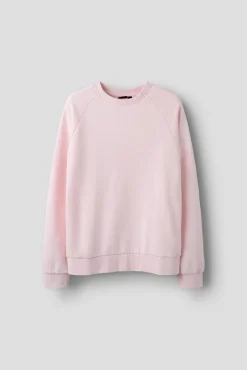 Sweatshirt de felpa gola redonda com acabamentos canelados
