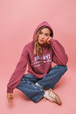 Sweatshirt em algodão com capuz rosa
