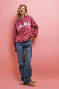 Sweatshirt em algodão com capuz rosa