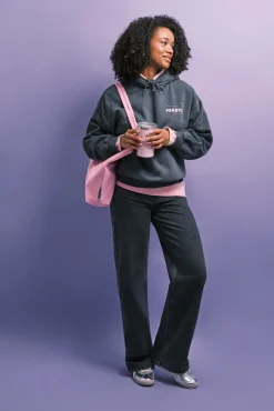 Sweatshirt em felpa com capuz cinza