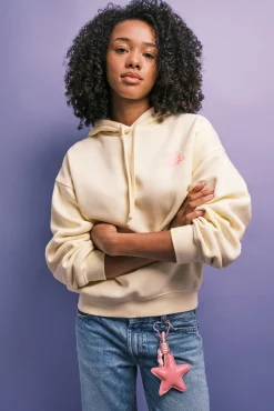 Sweatshirt em felpa com capuz amarelo