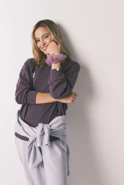 Sweatshirt em felpa de algodão roxa