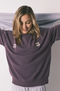 Sweatshirt em felpa de algodão roxa