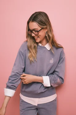 Sweatshirt em felpa de algodão azul