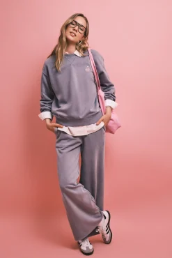 Sweatshirt em felpa de algodão azul