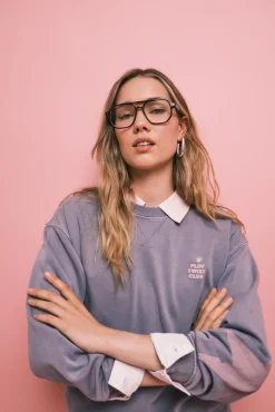 Sweatshirt em felpa de algodão azul