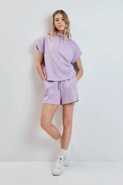 Sweatshirt manga curta em viscose suave lilás