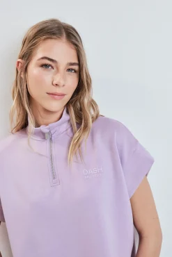 Sweatshirt manga curta em viscose suave lilás