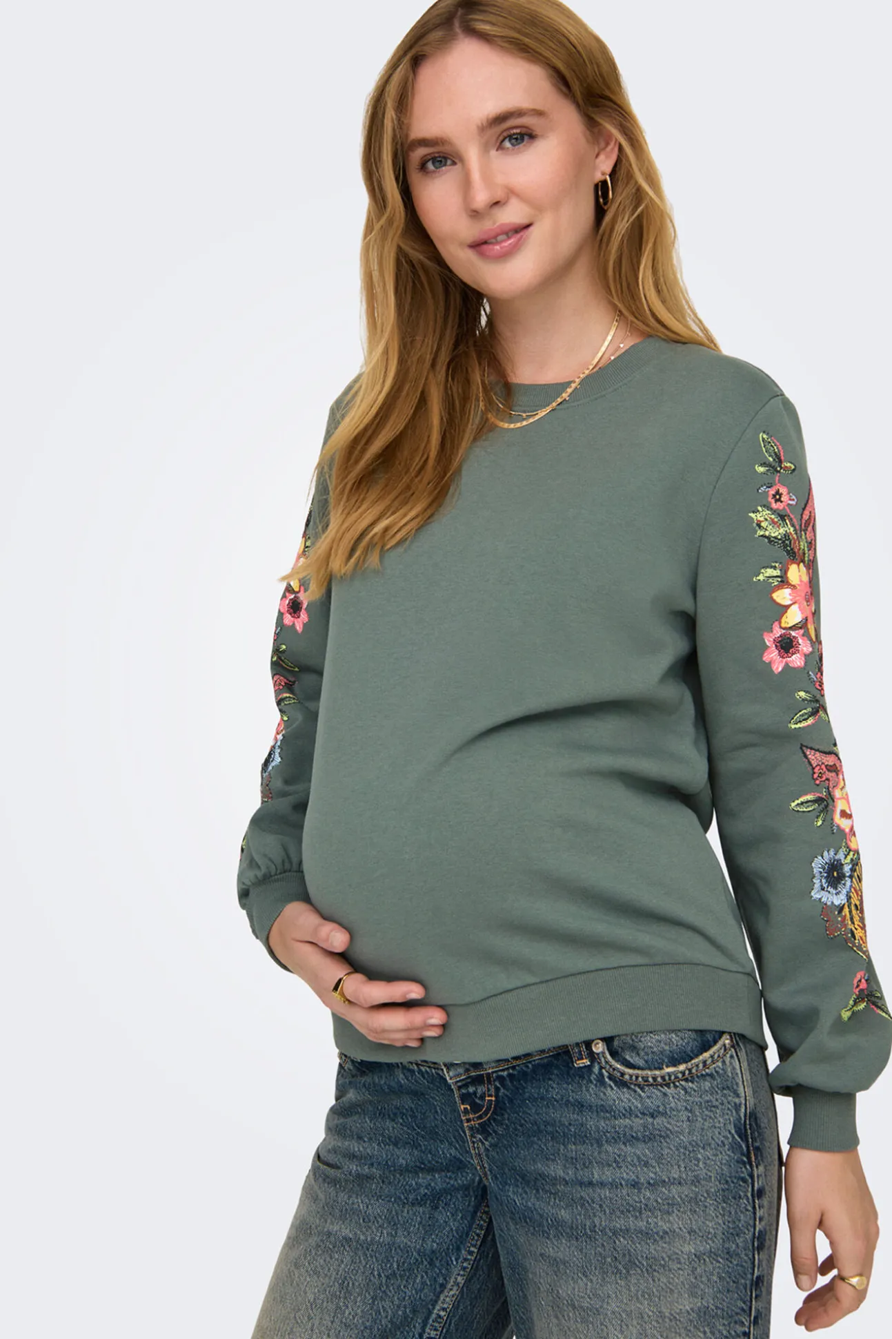 Sweatshirt maternity com detalhes florais
