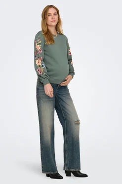 Sweatshirt maternity com detalhes florais