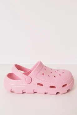 Tamanco de borracha plataforma rosa brilhante