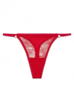 Tanga de tiras em renda vermelha