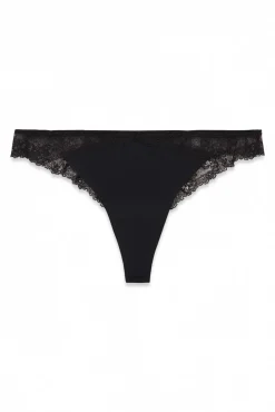 Tanga em microfibra e renda pretas