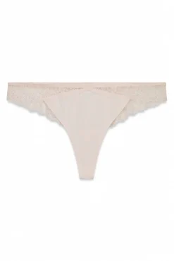 Tanga em microfibra e renda rosas