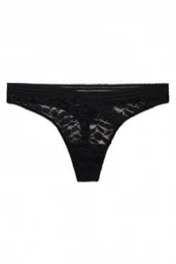 Tanga em renda cintura "V" preta