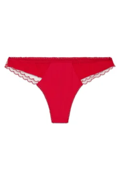 Tanga larga bordada em tule vermelho