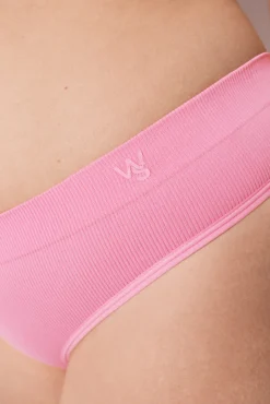Tanga larga canelada sem costura coral