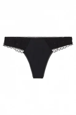 Tanga larga em tule bordada preta