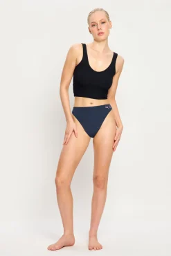 Tanga menstrual sem costura fluxo moderado azul