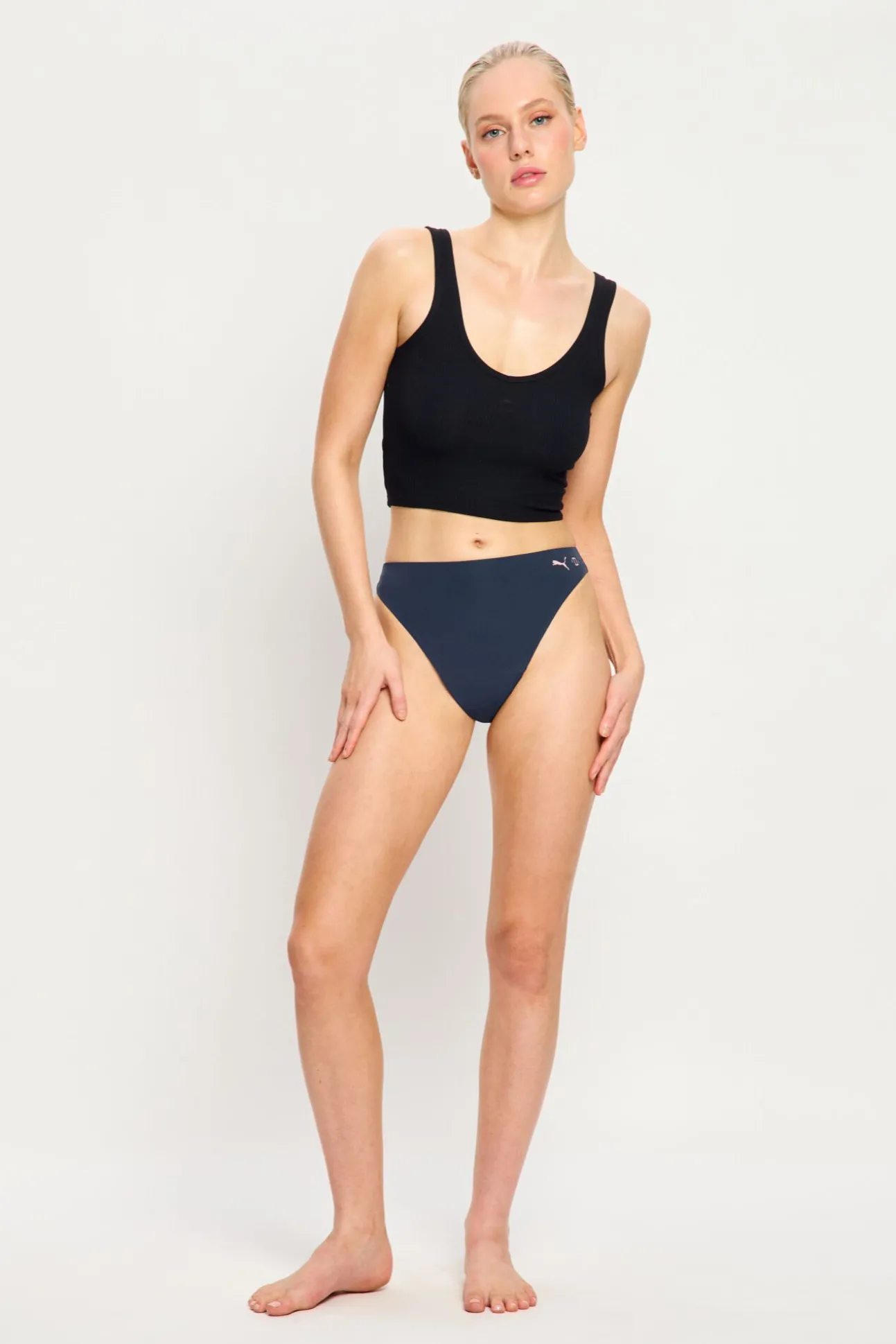 Tanga menstrual sem costura fluxo moderado azul