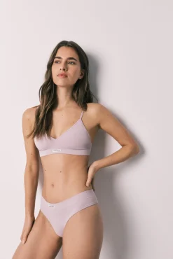 Tanga sem costura canelado lilás